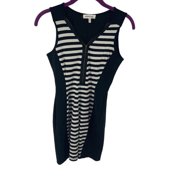 Monteau Women's Black and White Stripe Sheath Dress Small bodycon - Picture 1 of 9